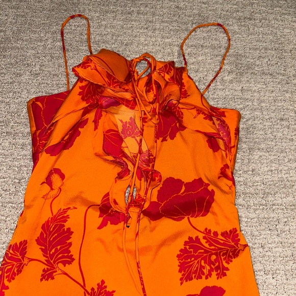 ASOS Design Ruffle Lace Up Maxi Dress - Picture 2 of 5